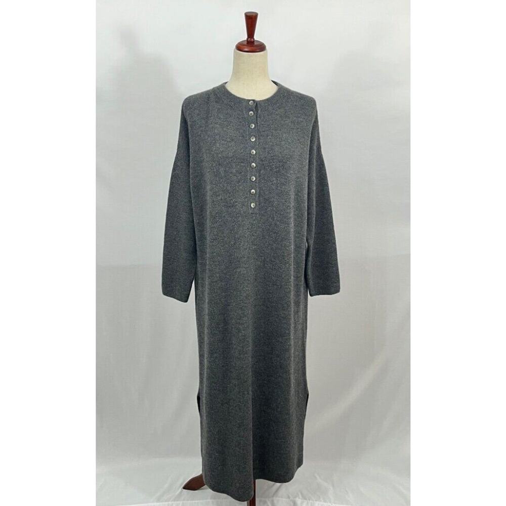 SISTER KATIE Sz S Small Baby Alpaca Merino Wool Sweater Dress Gray Midi Felicity